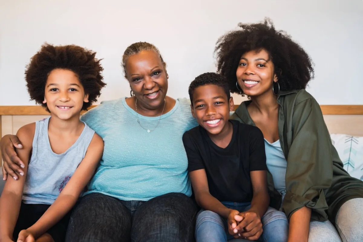 Grandmother mother and children together at home 2024 10 18 04 47 11 utc
