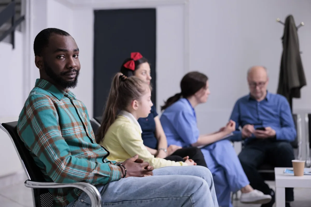 Portrait of african american patient waiting for d 2025 02 18 12 35 34 utc